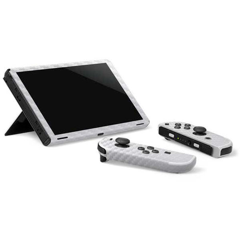 White Carbon Fiber Specialty Texture Material Nintendo Switch OLED (2021) Skin