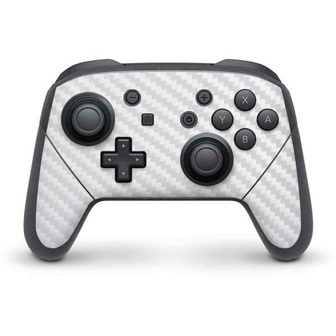 White Carbon Fiber Specialty Texture Material Nintendo Switch Pro Controller Skin