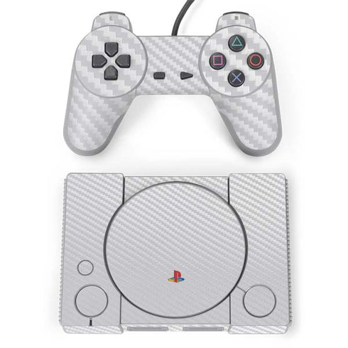 White Carbon Fiber Specialty Texture Material PlayStation Classic Bundle Skin