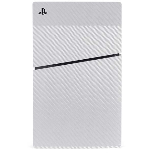 White Carbon Fiber Specialty Texture Material PS5 Slim Disk Console Skin