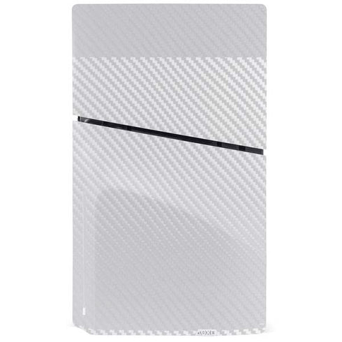 White Carbon Fiber Specialty Texture Material PS5 Slim Disk Console Skin