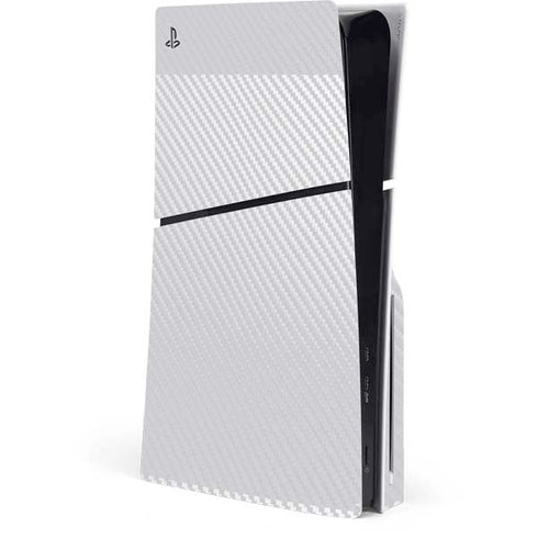 White Carbon Fiber Specialty Texture Material PS5 Slim Disk Console Skin