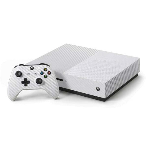 White Carbon Fiber Specialty Texture Material Xbox One S Console and Controller Bundle Skin