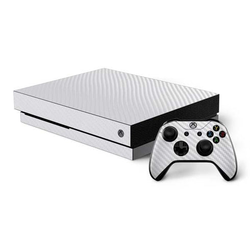 White Carbon Fiber Specialty Texture Material Xbox One X Bundle Skin