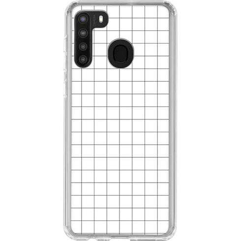White Grid Galaxy A21 Clear Case