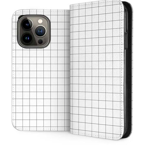 White Grid iPhone 13 Pro Folio Case