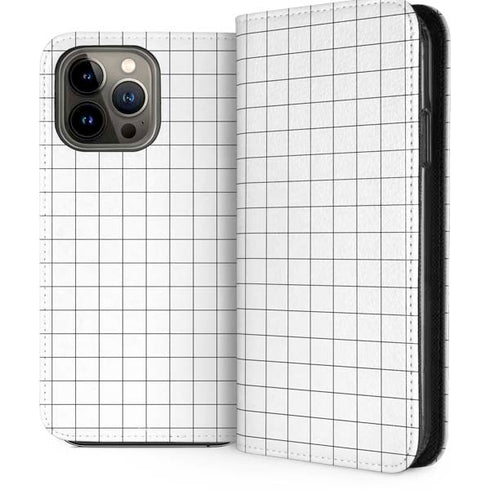 White Grid iPhone 13 Pro Max Folio Case