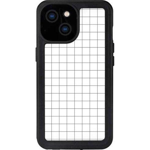 White Grid iPhone 15 Waterproof Case