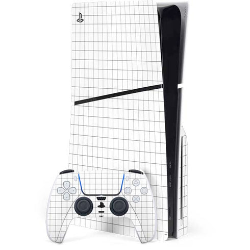 White Grid PS5 Slim Disk Bundle Skin