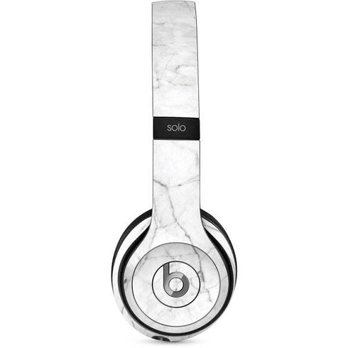 White Marble Beats Solo 2 Wired Skin