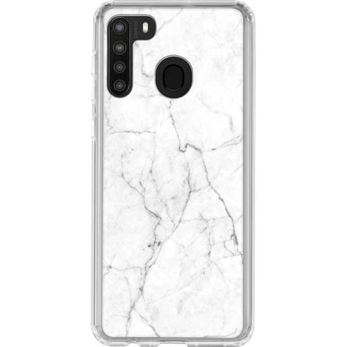 White Marble Galaxy A21 Clear Case