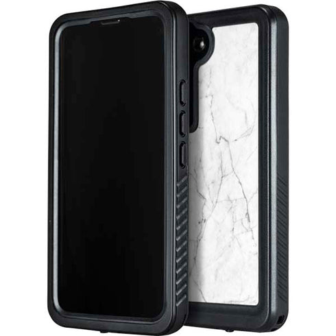White Marble Galaxy S23 Waterproof Case
