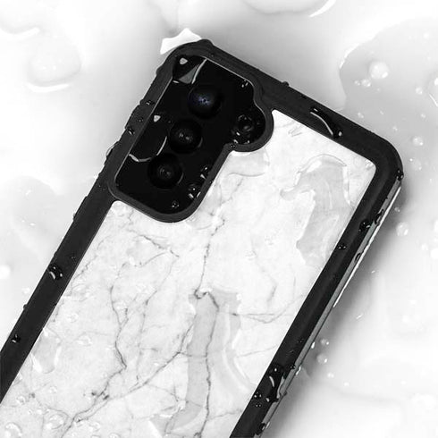 White Marble Galaxy S23 Waterproof Case