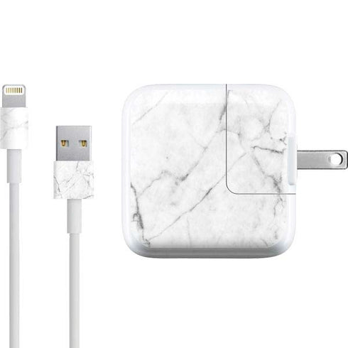 White Marble iPad Charger (10W USB) Skin