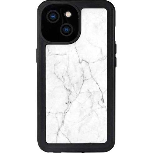 White Marble iPhone 13 Mini Waterproof Case