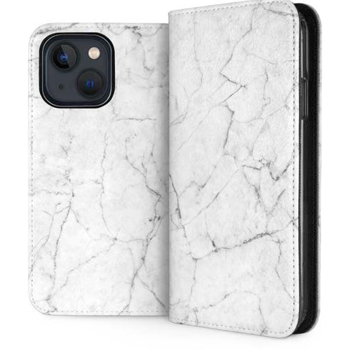 White Marble iPhone 14 Plus Folio Case