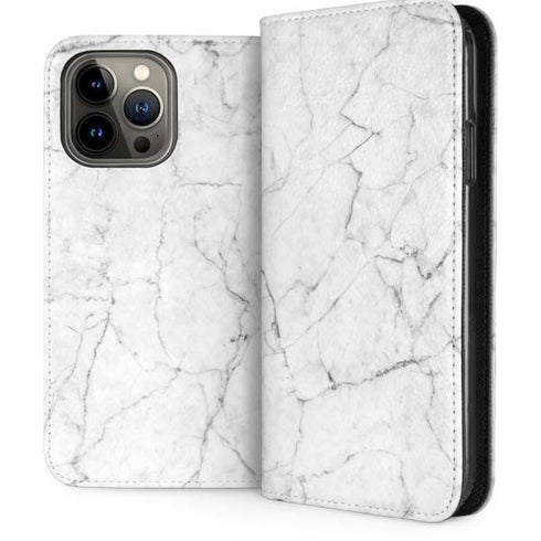 White Marble iPhone 14 Pro Max Folio Case