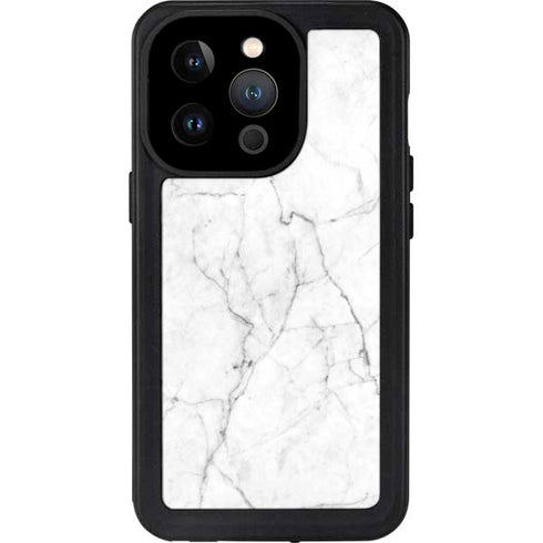White Marble iPhone 14 Pro Waterproof Case