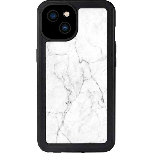 White Marble iPhone 15 Plus Waterproof Case