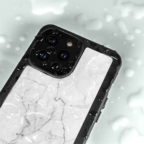 White Marble iPhone 15 Pro Waterproof Case