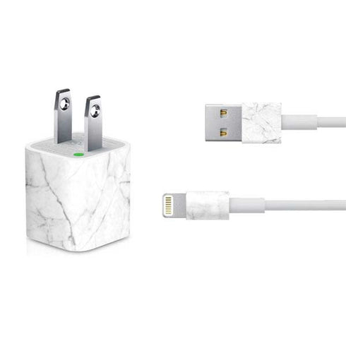 White Marble iPhone Charger (5W USB) Skin