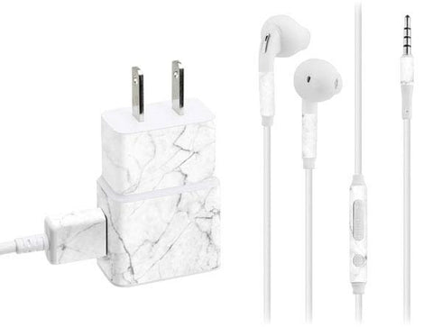 White Marble Phone Charger Skin