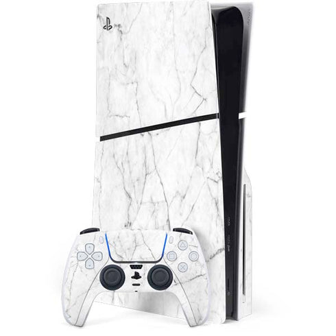 White Marble PS5 Slim Disk Bundle Skin
