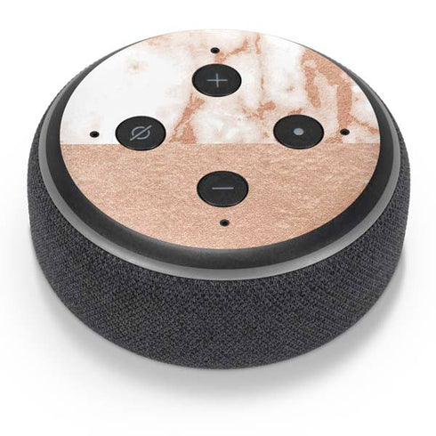 White Rose Gold Marble Amazon Echo Dot Skin