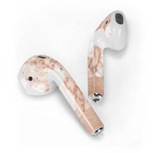 White Rose Gold Marble Apple AirPods 2 Skin