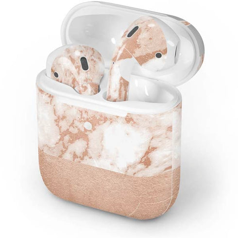White Rose Gold Marble Apple AirPods 2 Skin