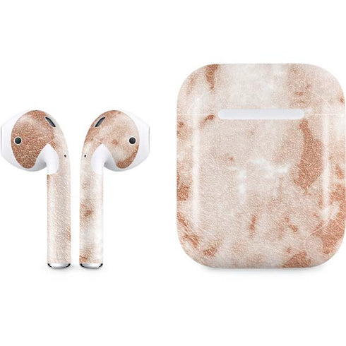 White Rose Gold Marble Apple AirPods Skin
