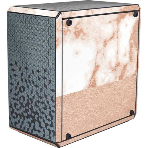 White Rose Gold Marble Cooler Master MasterBox Q300L Mini Tower Skin