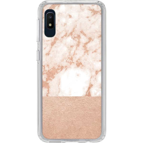 White Rose Gold Marble Galaxy A10e Clear Case