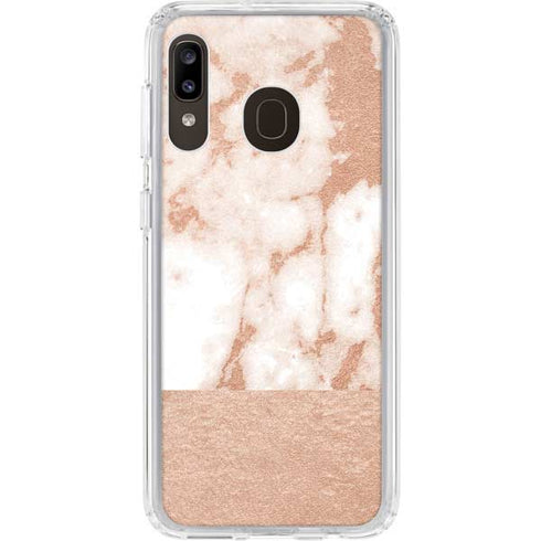 White Rose Gold Marble Galaxy A20 Clear Case