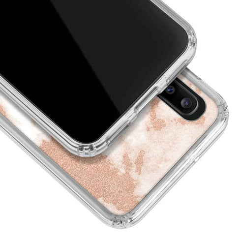 White Rose Gold Marble Galaxy A20 Clear Case