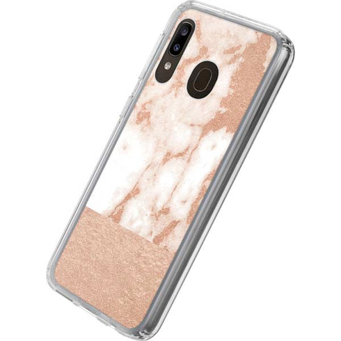 White Rose Gold Marble Galaxy A20 Clear Case