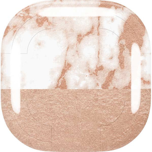 White Rose Gold Marble Galaxy Buds Live Skin