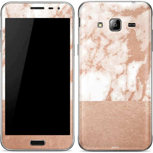 White Rose Gold Marble Galaxy J3 Skin