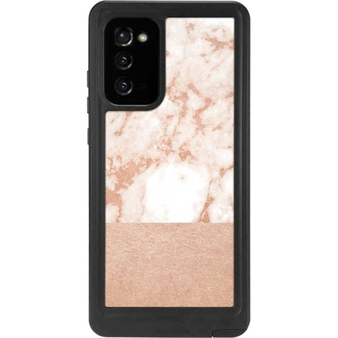 White Rose Gold Marble Galaxy Note20 5G Waterproof Case