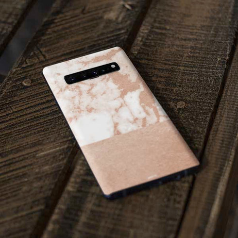 White Rose Gold Marble Galaxy S10 Plus Skin