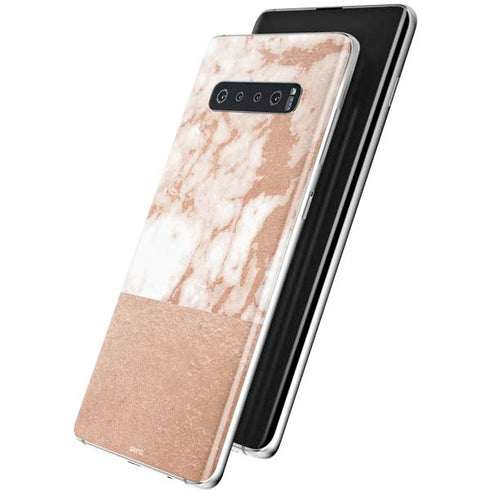 White Rose Gold Marble Galaxy S10 Skin