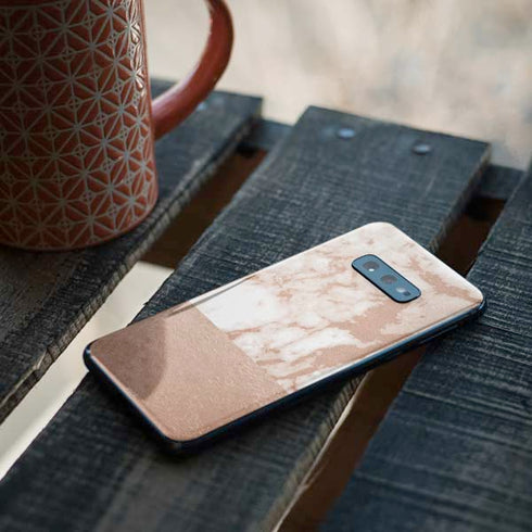 White Rose Gold Marble Galaxy S10e Skin