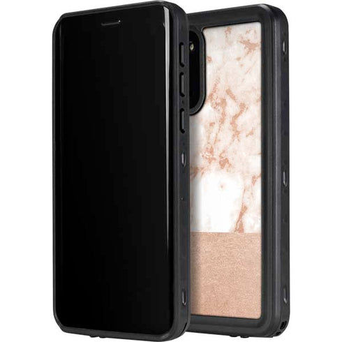White Rose Gold Marble Galaxy S20 Plus Waterproof Case