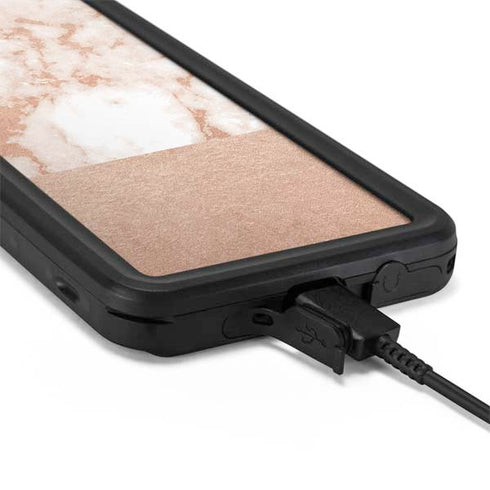 White Rose Gold Marble Galaxy S20 Plus Waterproof Case