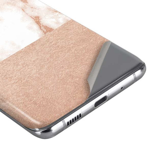 White Rose Gold Marble Galaxy S20 Skin