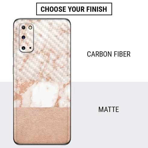 White Rose Gold Marble Galaxy S20 Skin