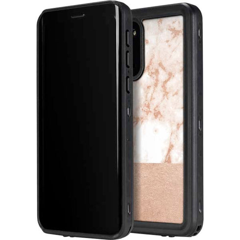 White Rose Gold Marble Galaxy S20 Waterproof Case