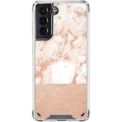 White Rose Gold Marble Galaxy S21 5G Clear Case