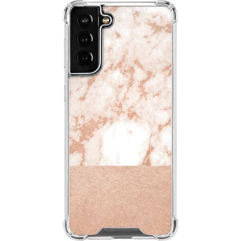 White Rose Gold Marble Galaxy S21 FE Clear Case