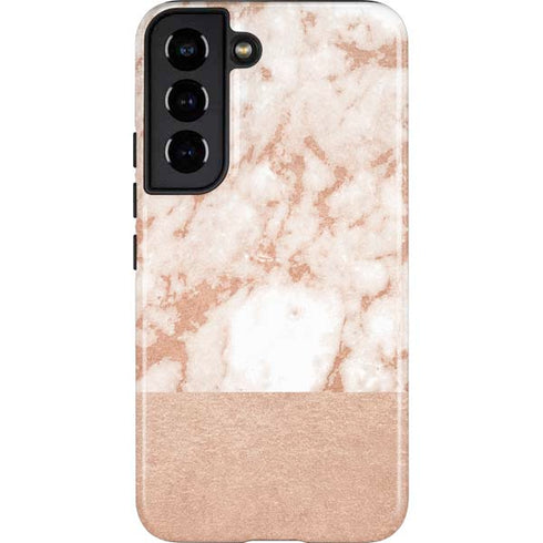 White Rose Gold Marble Galaxy S22 Pro Case